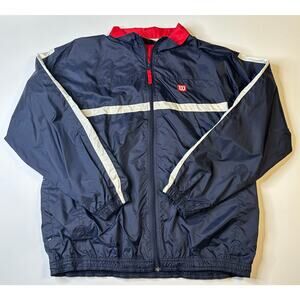 Vintage Wilson Windbreaker Full Zip Windbreaker Jacket L Blue White Stripe